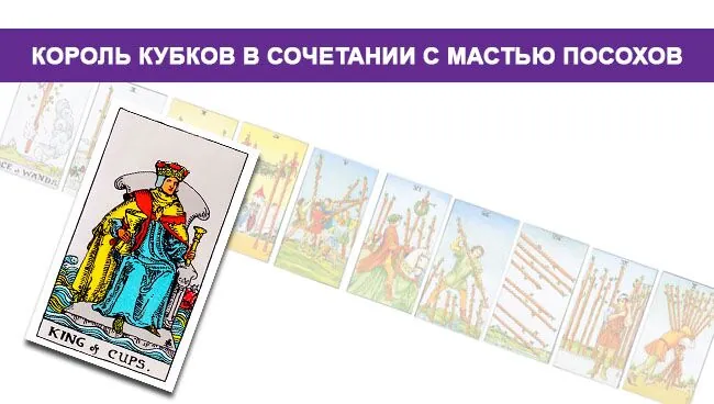 Король Кубков Таро значение в сочетании с мастью Посохов